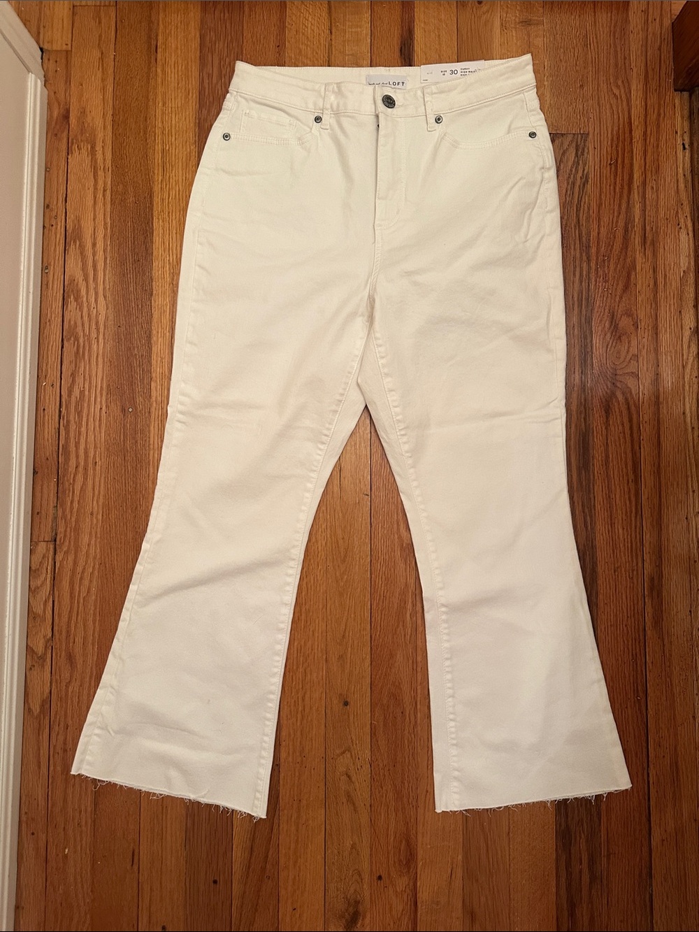 LOFT White High Waisted Kick Cropped Flare Jeans